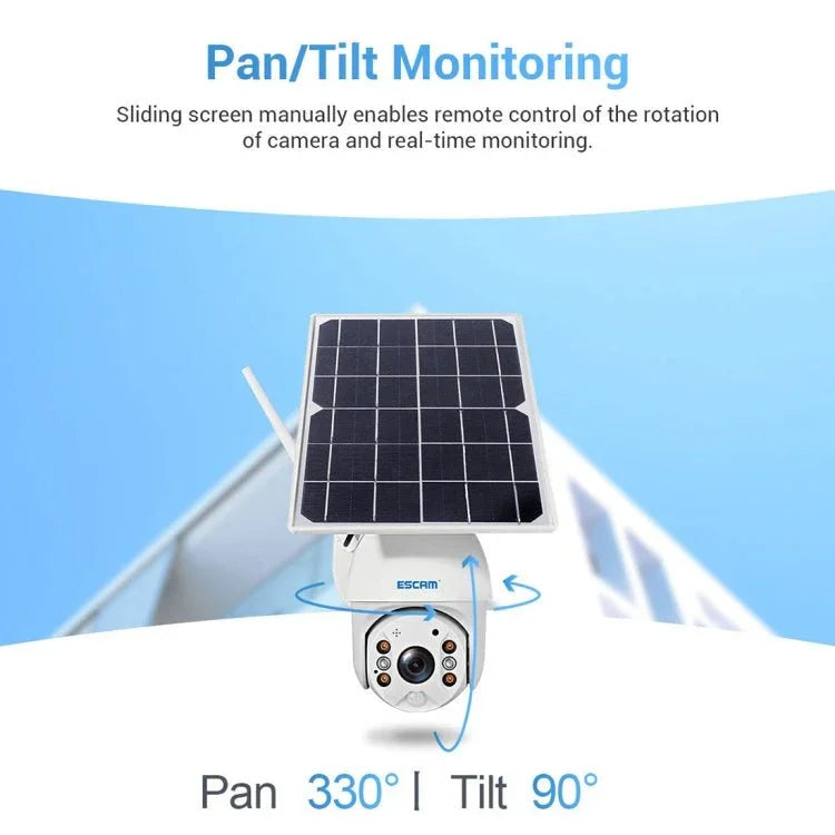ESCAM QF480 EU Version HD 1080P IP66 Waterproof 4G Solar Panel PT IP Camera without Battery, Support Night Vision / Motion Detection / TF Card / Two Way Audio - Trustpick