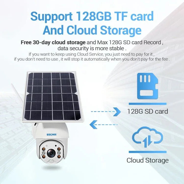 ESCAM QF480 US Version HD 1080P IP66 Waterproof 4G Solar Panel PT IP Camera without Battery, Support Night Vision / Motion Detection / TF Card / Two Way Audio - Trustpick