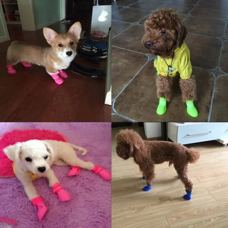 Lovely Pet Dog Shoes Puppy Candy Color Rubber Boots Waterproof Rain Shoes, S, Size: 4.3 x 3.3cm - Trustpick