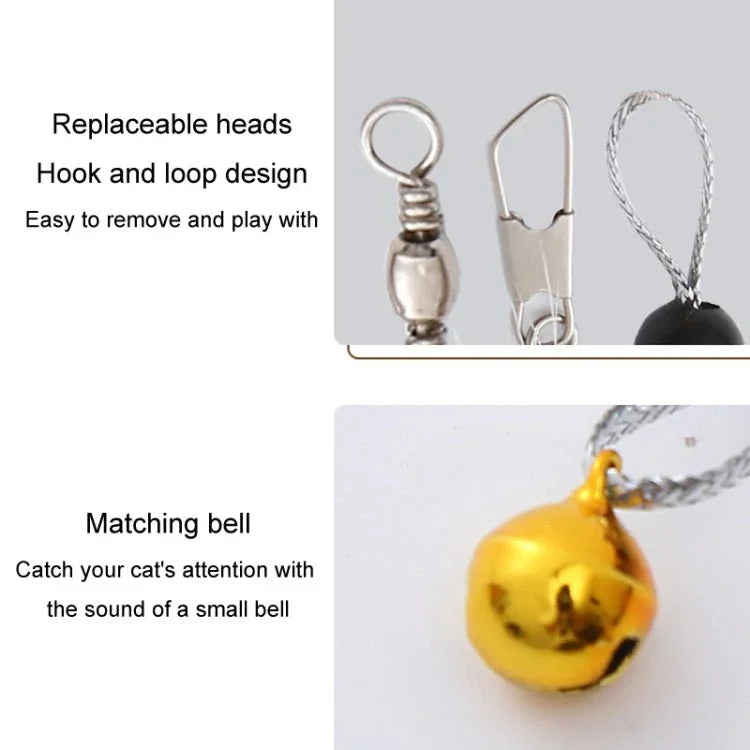 Simulated Insect Feather Cat Teaser Replacement Head Cats Self - Help Toy Bell - Trustpick