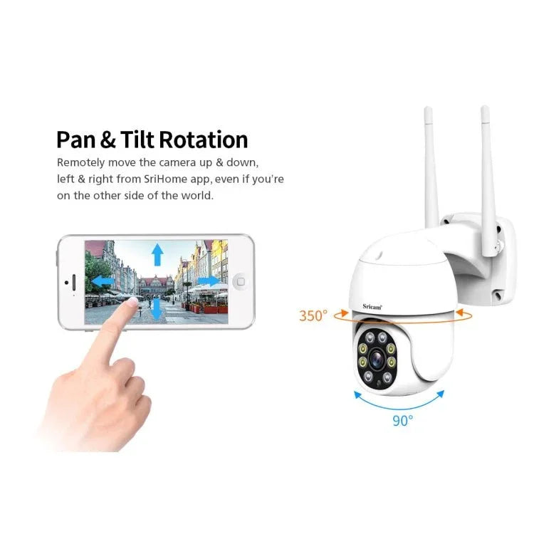 Sricam SP028 1080P HD Outdoor PTZ Camera, Support Two Way Audio / Motion Detection / Humanoid Detection / Color Night Vision / TF Card, US Plug - Trustpick