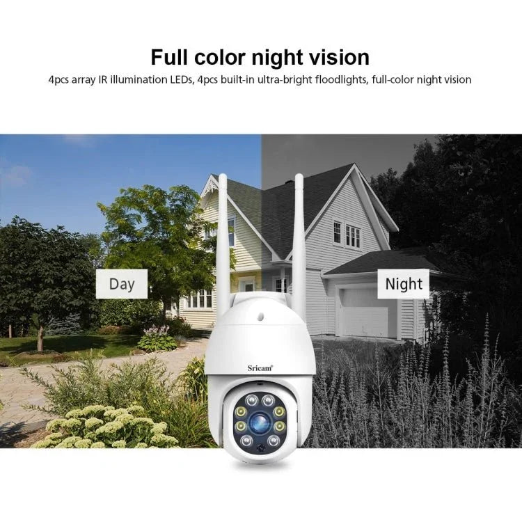 Sricam SP028 1080P HD Outdoor PTZ Camera, Support Two Way Audio / Motion Detection / Humanoid Detection / Color Night Vision / TF Card, US Plug - Trustpick
