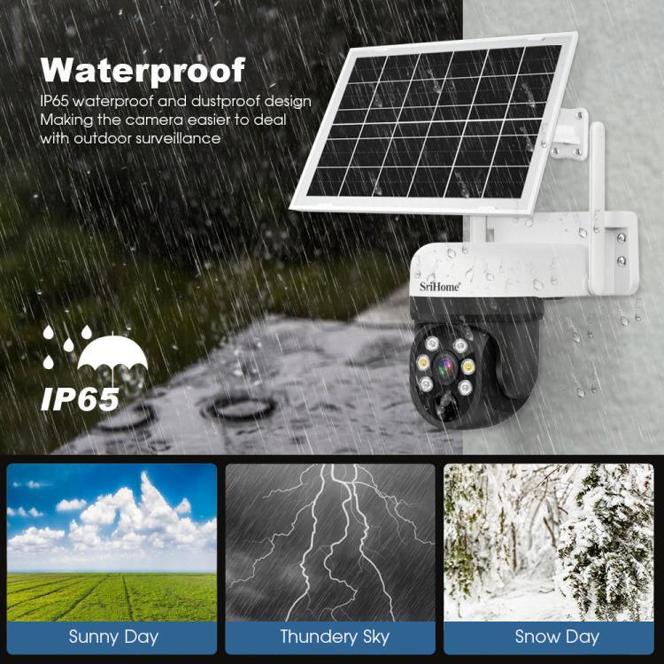 SriHome DH006 4MP 2K Low Power Consumption Wireless Security Camera System with Solar Panel - Trustpick