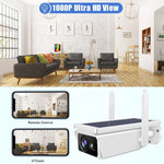 T13 - 2 1080P HD Solar Powered 2.4GHz WiFi Security Camera without Battery, Support Motion Detection, Night Vision, Two Way Audio, TF Card - Trustpick