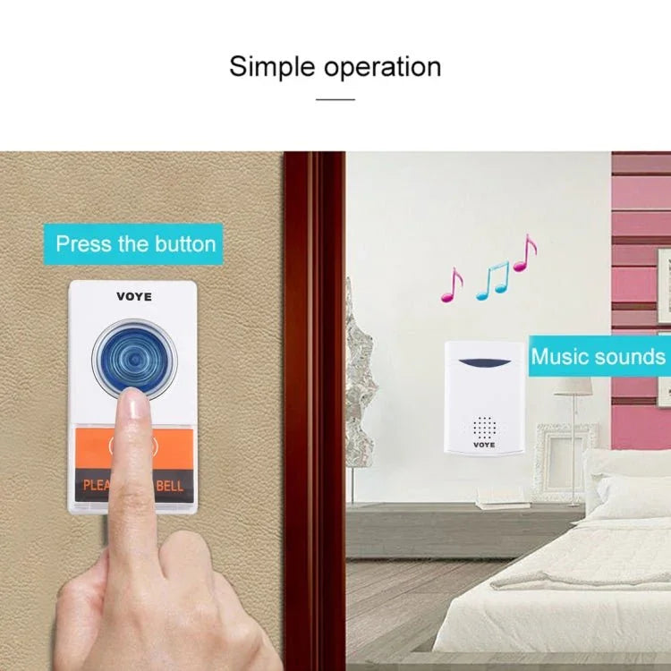 VOYE V006A Home Music Remote Control Wireless Doorbell with 38 Polyphony Sounds - Trustpick