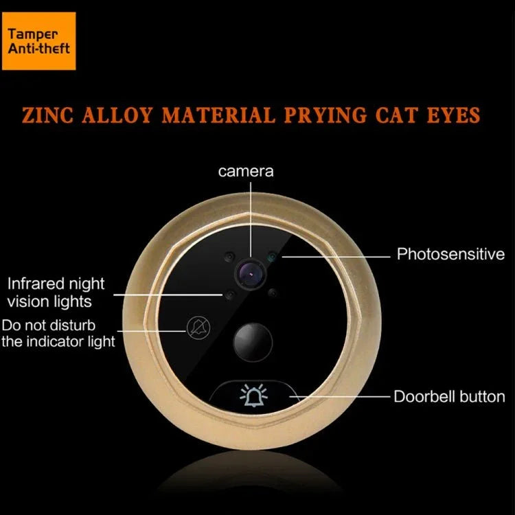 W5 2.4 inch Screen 2.0MP Security Camera No Disturb Peephole Viewer Doorbell, Support TF Card / Night Vision / Video Recording - Trustpick